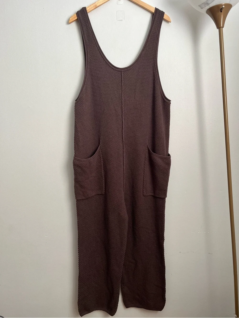 Free People Beach Hailee Sweater Jumpsuit Brown Overalls Slouchy - Picture 2 of 12